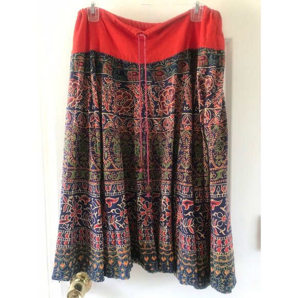 Vtg 1970's Banjara Tribal Skirt Handmade & Hand Dyed Tie Waist Made In India